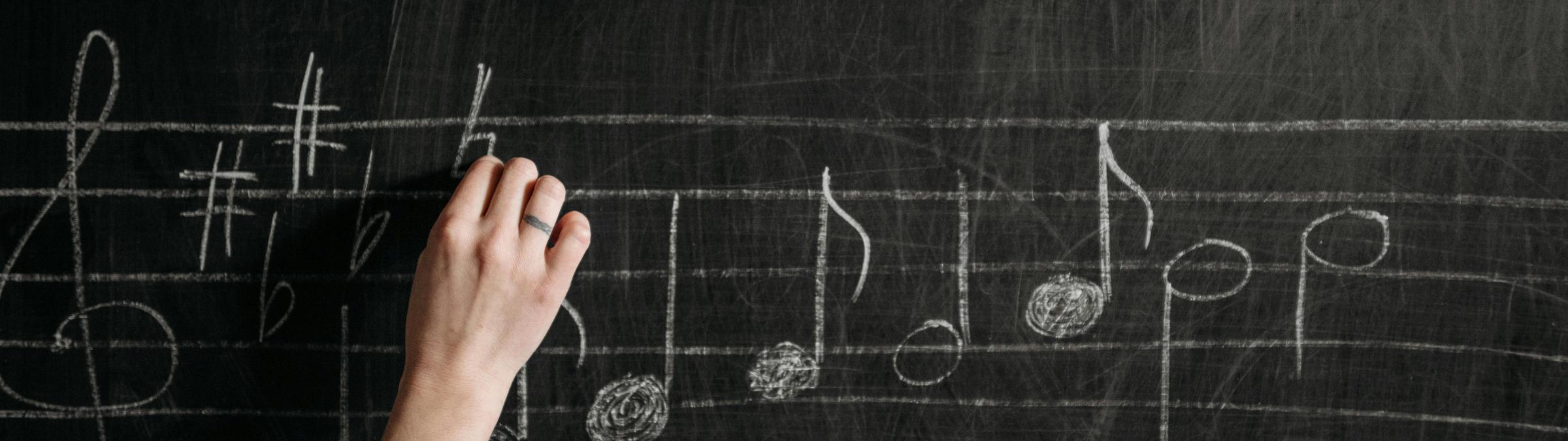 Noten auf Wandtafel